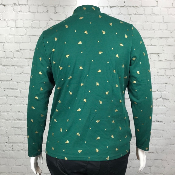 0X 1X 2X Christmas Tree Green & Gold Mock Turtleneck Top X-Mas Plus Size - Picture 3 of 5